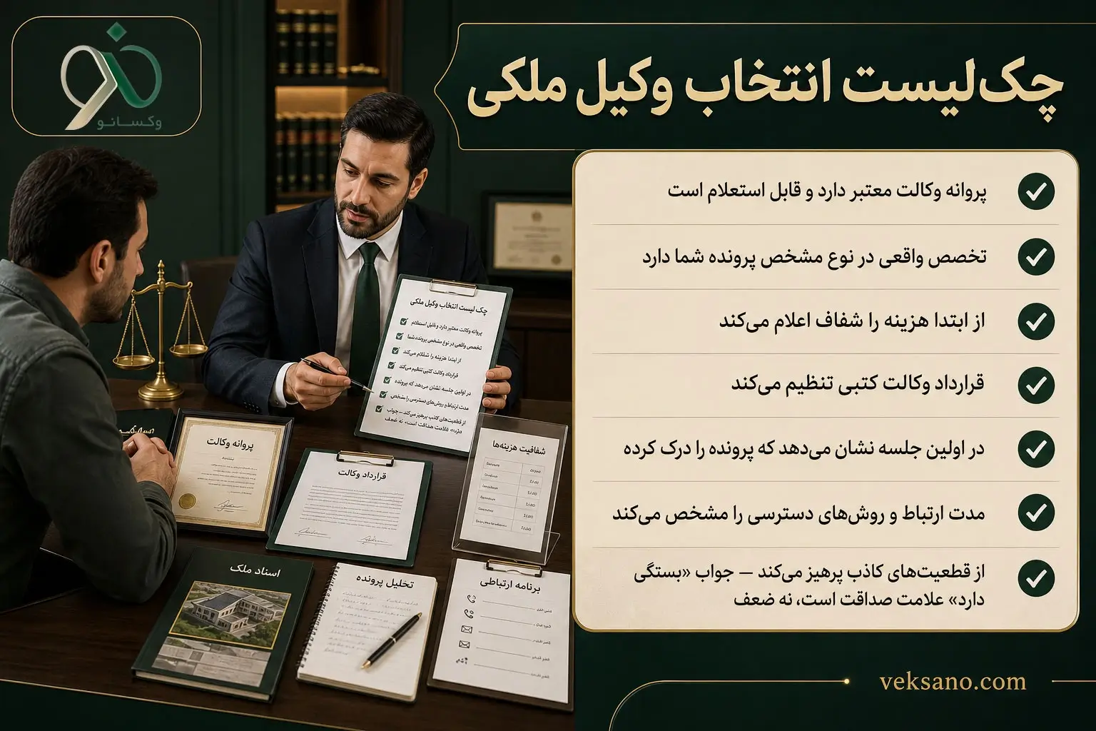 چک‌لیست انتخاب وکیل ملکی