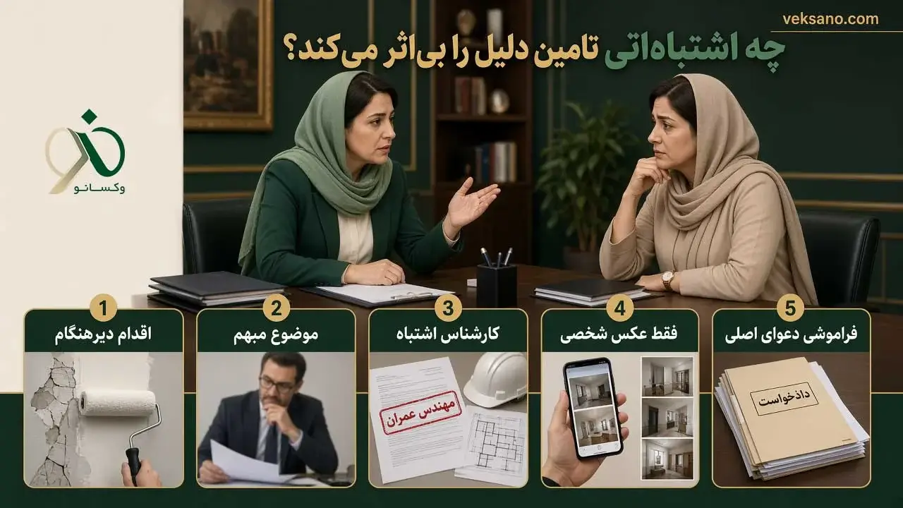 چه اشتباهاتی تامین دلیل را بی‌اثر می‌کند؟